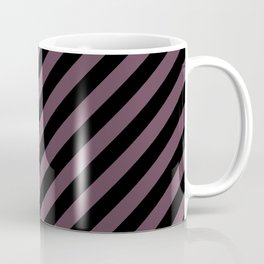 Eggplant Violet and Black Diagonal RTL Stripes Coffee Mug