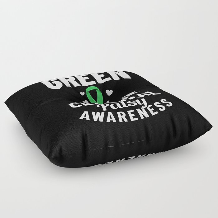 Cerebral Palsy Green Ribbon Brain Damage Awareness Floor Pillow
