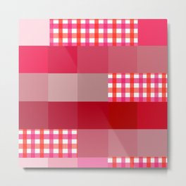 Pixels And Gingham II Metal Print | Squares, Love, Candyred, Plaid, Red, Mixedpattern, Christmas, Colorblock, Gingham, Grid 
