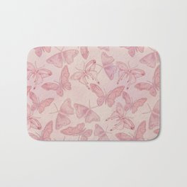 Butterfly Pattern soft pink pastel Bath Mat | Light, Butterfly, Soft, Retro, Fashionable, Pastel, Elegant, Glamour, Exquisite, Gold 