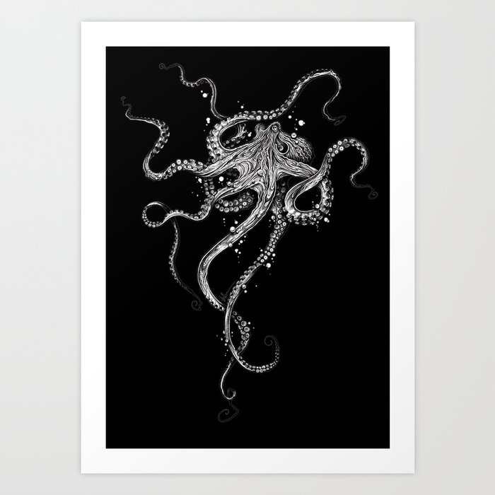 Octopus (black) Art Print