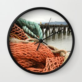 Orange Nets Boat Commercial Fishing Boatyard Shipyard Oregon Pacific Ocean Beach Seafood Crab Salmon Fisherman Wall Clock