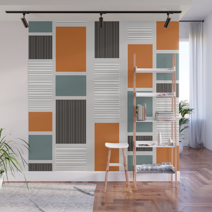 Mid Century Modern Panels Wall Mural by Kay Cordingly Society6