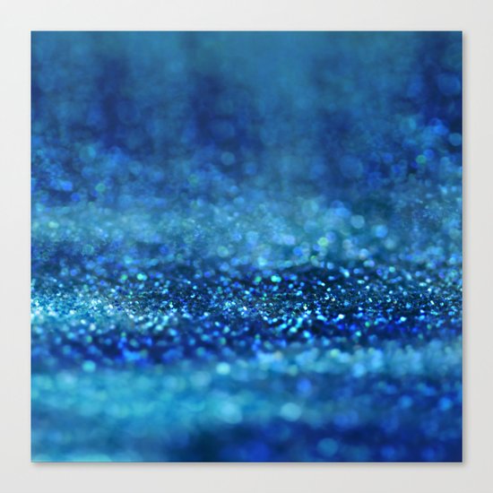 Aqua Glitter effect- Sparkling print in different blue Canvas Print