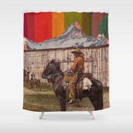Rainbow Mt. Cowboy Shower Curtain