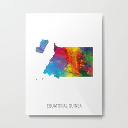 Equatorial Guinea Watercolor Map Metal Print