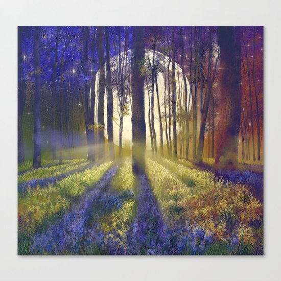 moonlight forest landscape Canvas Print