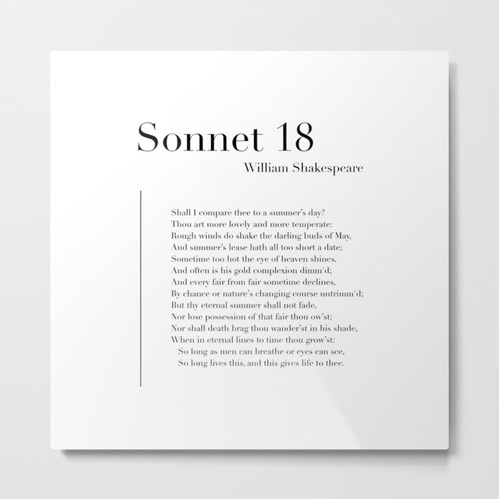 Sonnet 18 by William Shakespeare Metal Print
