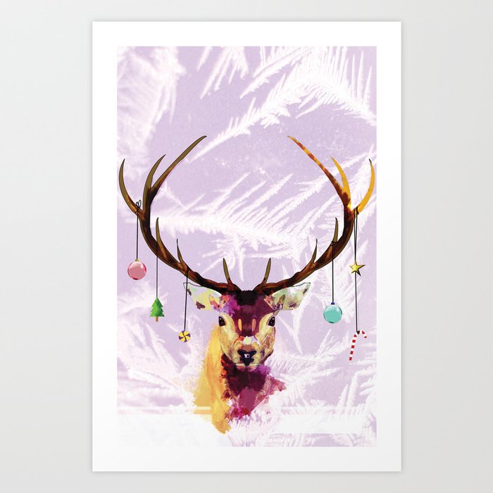 Christmas Deer Art Print by unknownillustration | Society6