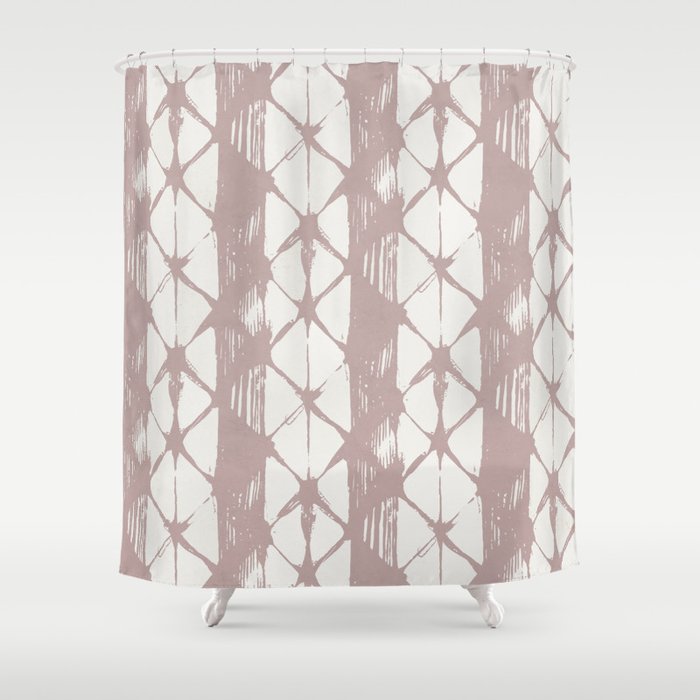 Simply Braided Chevron Clay Pink on Lunar Gray Shower Curtain