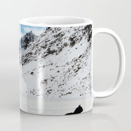 Argentina Photography - A Black Cat In The Snowy Mountain Terrain Mug