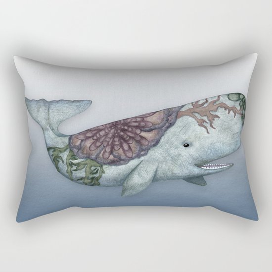 Whale in the Deep - a hand drawn illustration Rectangular Pillow