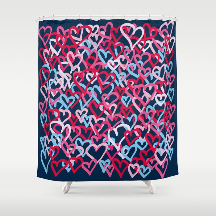 Colorful  Hearts - Graffiti Style Shower Curtain