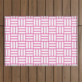 Basketweave (Dark Pink & White Pattern) Outdoor Rug