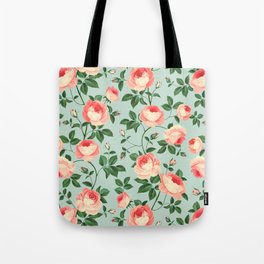 Roses on Turquoise Tote Bag