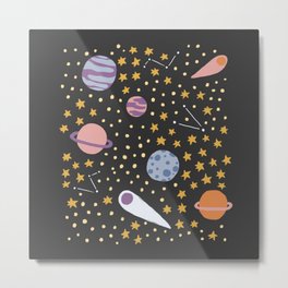 Outer Space Metal Print | Galaxy, Stars, Nightsky, Science, Constellations, Saturn, Pattern, Planet, Comet, Boy 