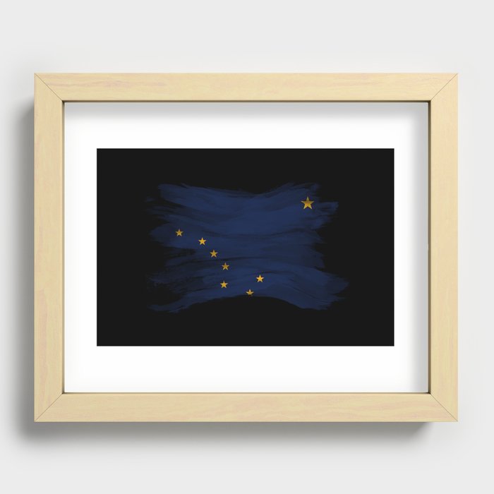 Alaska state flag brush stroke, Alaska flag background Recessed Framed Print
