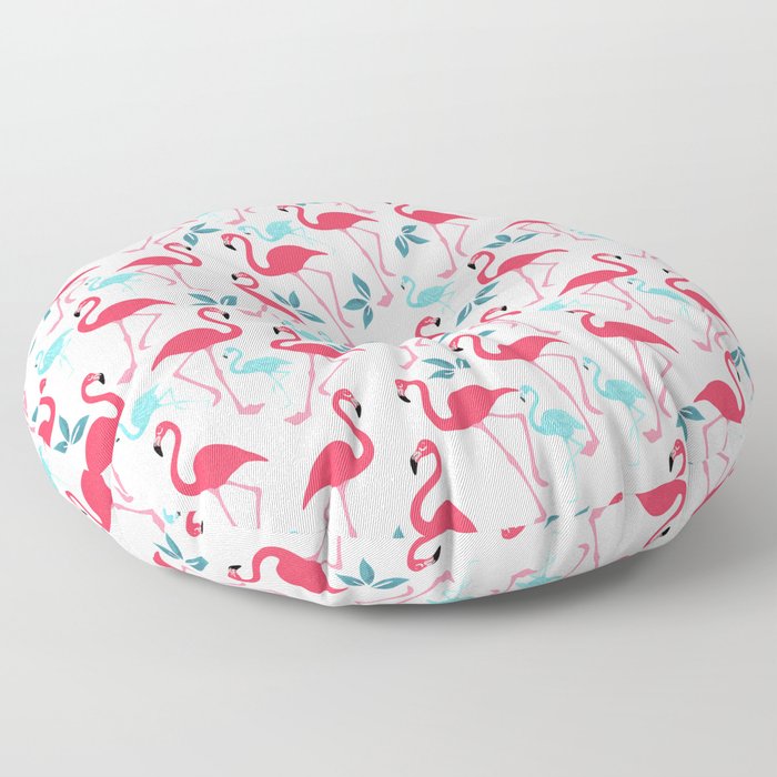 Summer trendy pink teal tropical flamingo floral pattern Floor Pillow