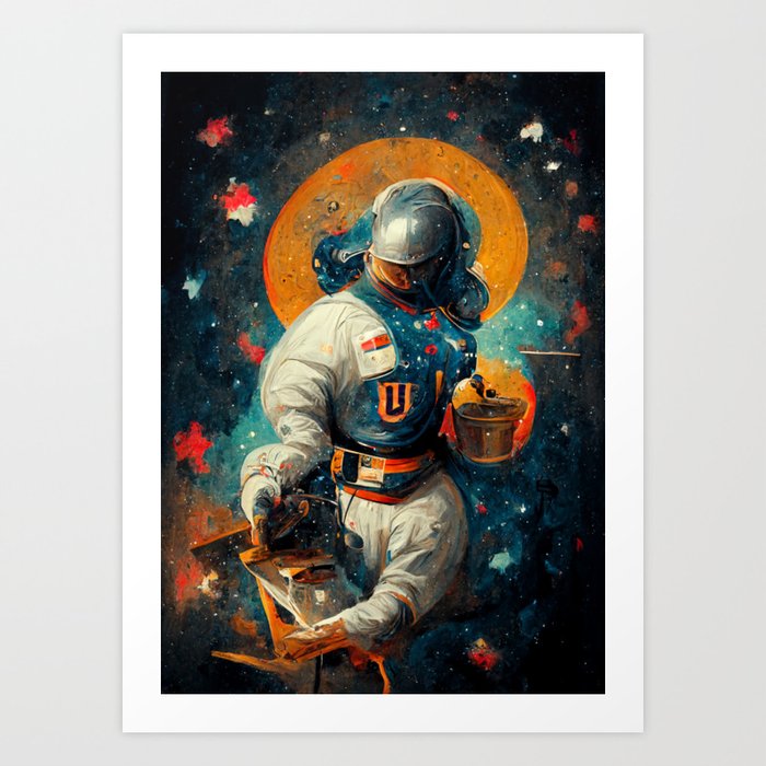 Astronaut Painting in Space Art Print