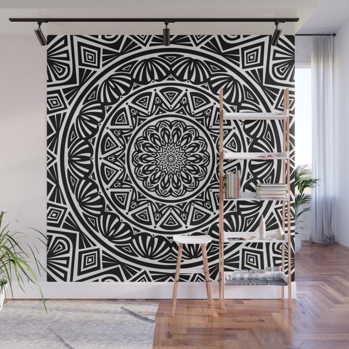 Black And White Simple Simplistic Mandala Design Ethnic Tribal Pattern Wall Mural By Aej Design Society6 Design of a mandala with very simple motifs, in the center we can see a flower. black and white simple simplistic mandala design ethnic tribal pattern wall mural by aej design