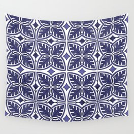 Modern Tropical Monstera Leaves Periwinkle Wall Tapestry