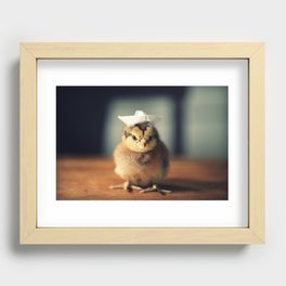 Chick Wearing A White Sailor Hat Recessed Framed Print