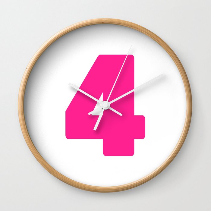 4 (Dark Pink & White Number) Wall Clock