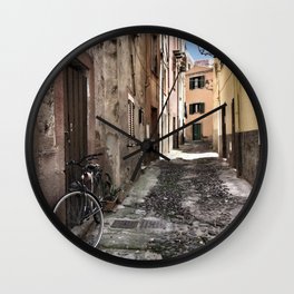 bicycle at the house door - ready to go Wall Clock