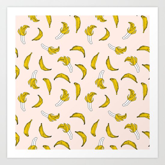 Banana pattern print cute minimal bananas by andrea lauren fruit drawing Art Print by ...