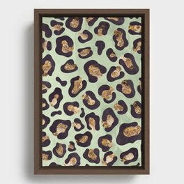 Green gold leopard print Framed Canvas
