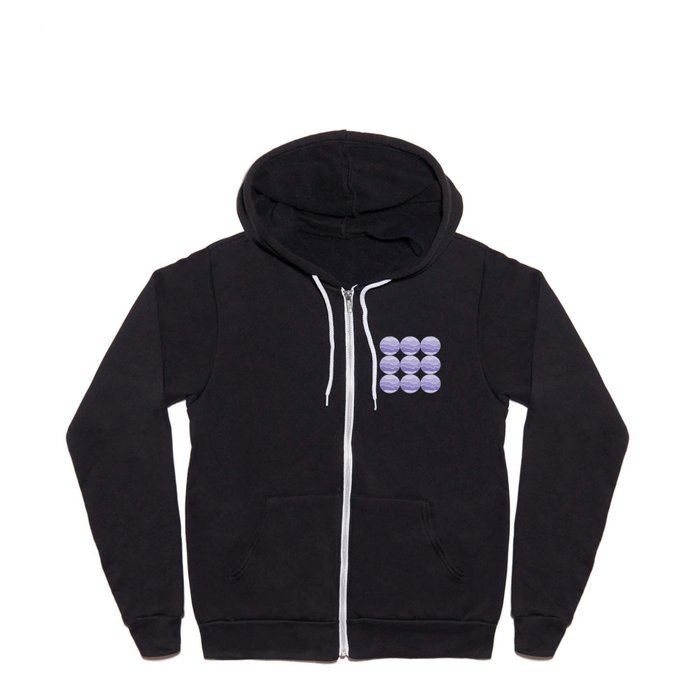 Four Shades of Lavender with White Squiggly Lines Full Zip Hoodie