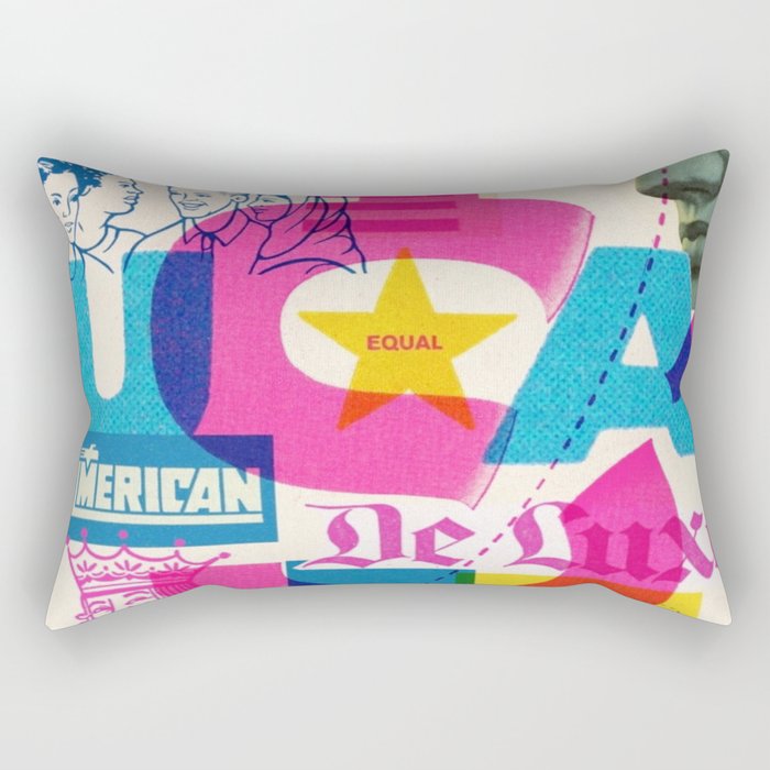 Retro American Collage & Mashup Rectangular Pillow