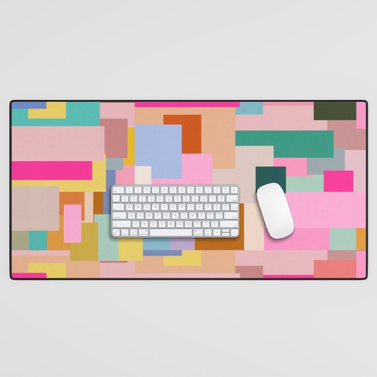 Color Block Print Mid Century Modern Decor Pink Aesthetic Retro Wall Art Geometric Pattern Abstract Desk Mat By Daily Regina Designs Society6