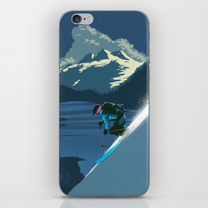 Retro Sunset Alpine Ski Travel Poster iPhone Skin