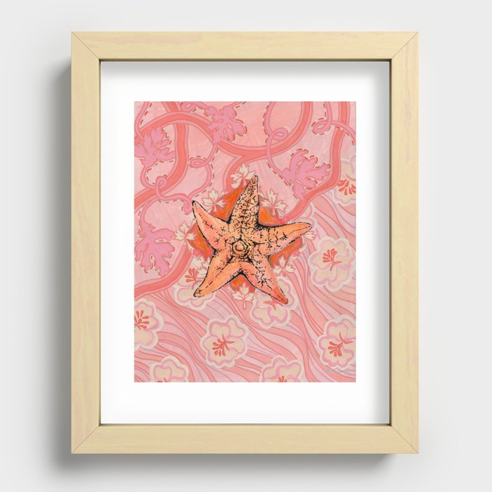 Starfish Botanical with Textile Prints Recessed Framed Print