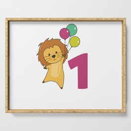Lion First Birthday Balloons For Kids Serving Tray