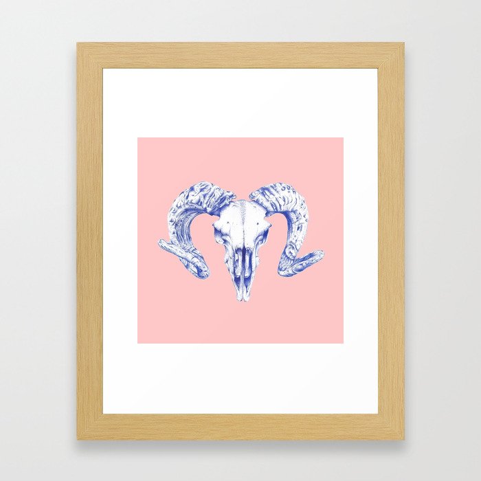 Skull on pink Framed Art Print