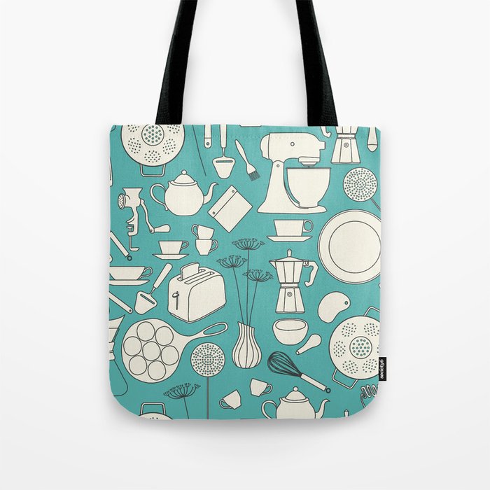Kitchen Gadgets - Turquoise Tote Bag