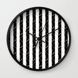 Sand Beige Anchor Pattern on Black and White Wall Clock