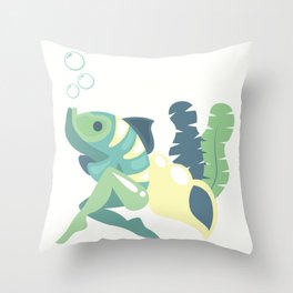 Flipped Mermaid - Ocean Blues - v2 Throw Pillow