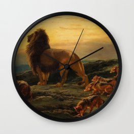 The King and his Satellites by Briton Riviere Wall Clock