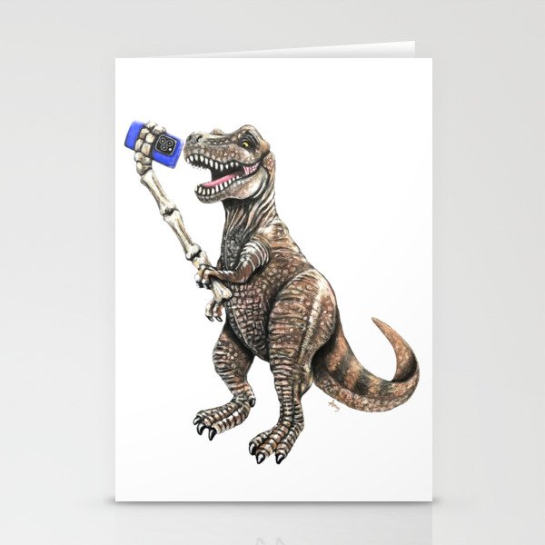 "Selfiesaurus" - T-Rex Dinosaur Selfie Stationery Cards