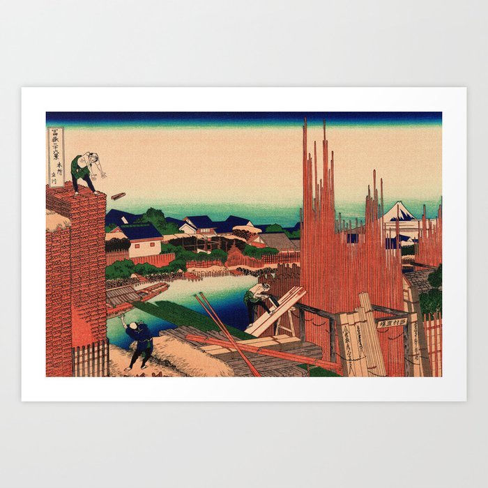 Lumberyard in Honjo Japan - Ukiyo-e Art Print