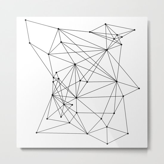White Geometric Dots and Lines Metal Print