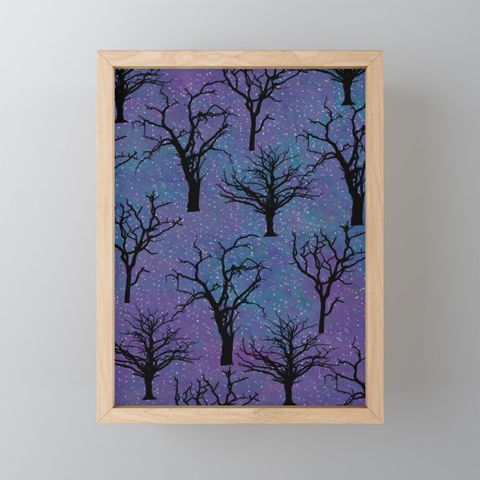 Galaxy with Trees Framed Mini Art Print