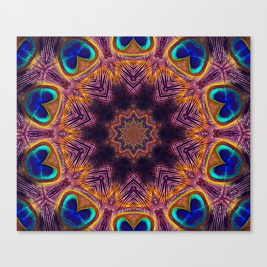 Peacock Fan Star Abstract Canvas Print