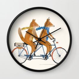 foxes lets tandem Wall Clock
