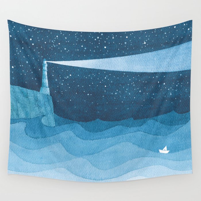 Lighthouse illustration Wall Tapestry