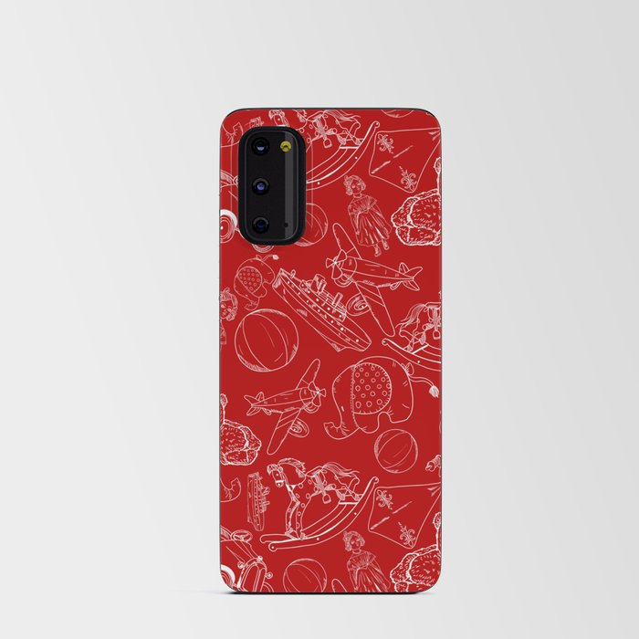 Red and White Toys Outline Pattern Android Card Case