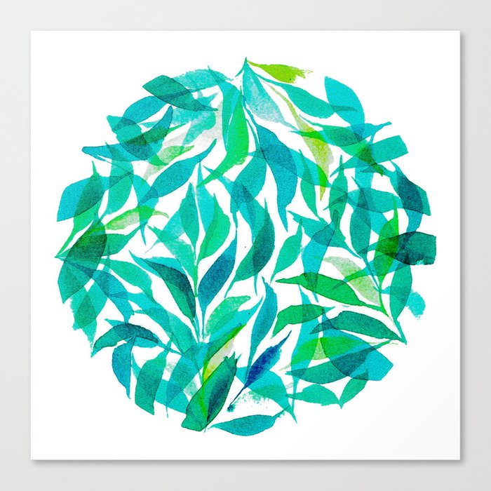 Blue Green Foliage Ring Canvas Print